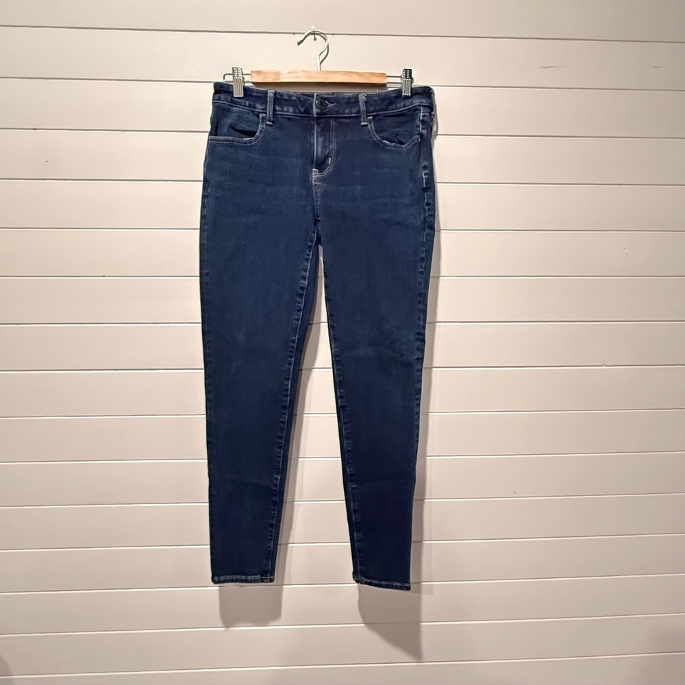 American Eagle Super Stretch X4 Skinny Jeans Womens 10 Regular Blue Dark Wash